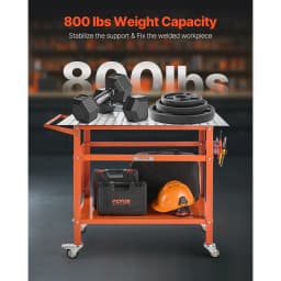 SucceBuy Welding Table Welding Workbench Table with 800LBS Static Weight Capacity Movable Work Bench with 4 Wheels Welding Cart