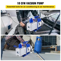 SucceBuy Vacuum Pump 10CFM 1HP Vane Pump 2 Stage HVAC Rotary Auto AC Refrigerant for Automobile Reparation Vacuum Evacuation