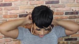 Short Wavy Wig with Bangs Brazilian Remy Human Hair Pixie Cut Natural Black Wavy Styles Everyday Wig Full Machine Made