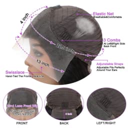180% Density Brazilian Human Hair Wigs Pre Plucked Hd 13x4 Lace Front Wig Bleached Knots Transparent Lace Frontal Wig