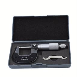 Professional 0-1“ Ultra-Precision OD Micrometer with Carbide Tipped Probe - 0.0001” Steps, Ratchet Stop and Lock Nut