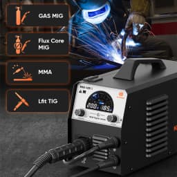 Hzxvogen Mig185 Multi-Process Welder 4 in 1 Mma/Gasless Mig/Gas Mig/Lift Tig Synergy Control Led Screen Inverter Welding Machine