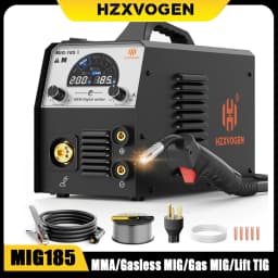 Hzxvogen Mig185 Multi-Process Welder 4 in 1 Mma/Gasless Mig/Gas Mig/Lift Tig Synergy Control Led Screen Inverter Welding Machine