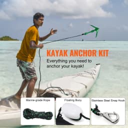 SucceBuy Kayak Anchor Kit 3.5 lb Paddle Board Anchor Kit with 26.2 ft Rope and Buoy Folding Small Boat Anchor with Storage Bag