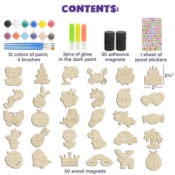 DIY Wooden Magnets Wood Crafts Kit for Kids Glow in The Dark, Arts Supplies Painting Kit, Fun Party Favors for Christmas Gifts