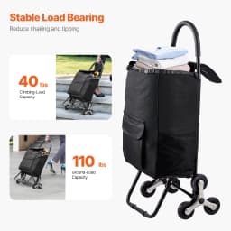 SucceBuy 36L 110Lbs Grocery Cart Folding Shopping Cart Hand-pulled Trolley Household Portable Storage Stair Climbing Handcart