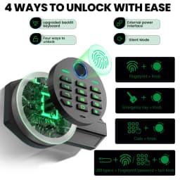 [2026 NEW] 6.5 Cub Large Home Safe Fireproof Waterproof, Fingerprint Drop Safe for Business with Metal Deposit Storage Box