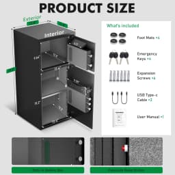 [2026 NEW] 6.5 Cub Large Home Safe Fireproof Waterproof, Fingerprint Drop Safe for Business with Metal Deposit Storage Box