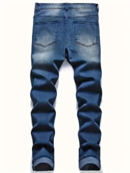 Men's Distressed Stretch Denim Jeans Street Style Ripped Detail Comfortable Versatile All Seasons Everyday Fashion