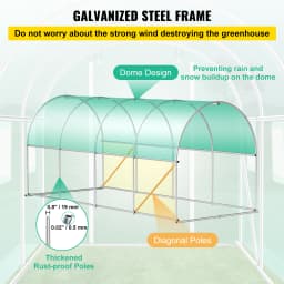 SucceBuy Walk-in Tunnel Greenhouse Galvanized Frame & Waterproof Cover 15x7x7/10x7x7/20x10x7/12x7x7 ft Greenhouses & Cold Frames