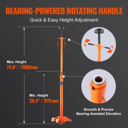 SucceBuy Underhoist Stand 3/4 Ton Capacity Pole Jack, Lifting from 43.3" to 70.9" Triangular Base Two Wheels Automotive Support