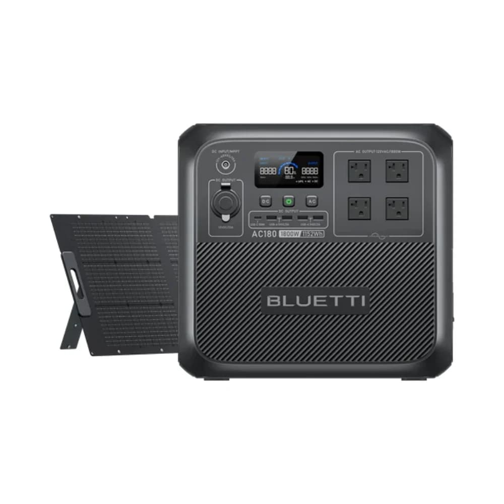[US Plug]BLUETTI Solar Generator AC180 with 200W Solar Panel, 1152Wh/1800W Power Station, For Camping, Off-grid, Power Outage