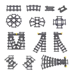 MOC 110pcs 25 Styles City Train Tracks Set Single Slip Switch Crossings Rails Bricks Building Blocks Technical Toys for kids