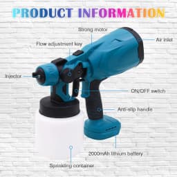 HVLP Paint Sprayer Cordless Electric 21V Airless 600W 800ML With 2x2000mAh Battery for Doors Fences Furniture Wall Cabinet Garde