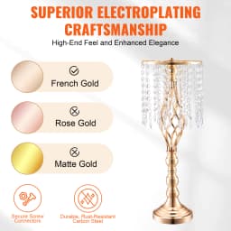 SucceBuy Tall Crystal Wedding Flower Stand Metal Wedding Centerpiece Vase Gold Flower Holders Floral Display Rack for Wedding