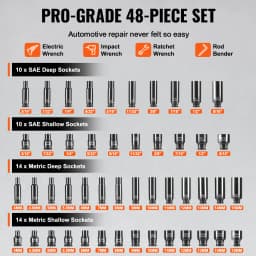 SucceBuy Drive Impact Socket Set Deep & Shallow Socket Set Cr-Mo Alloy Steel Auto Repair EasytoRead Size Markings Storage Case