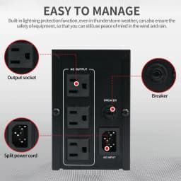 1000VA/600W 120V UPS Power Supply Battery Standby Power with 3 Outlets and LCD Display Surge Protector for Home and Office