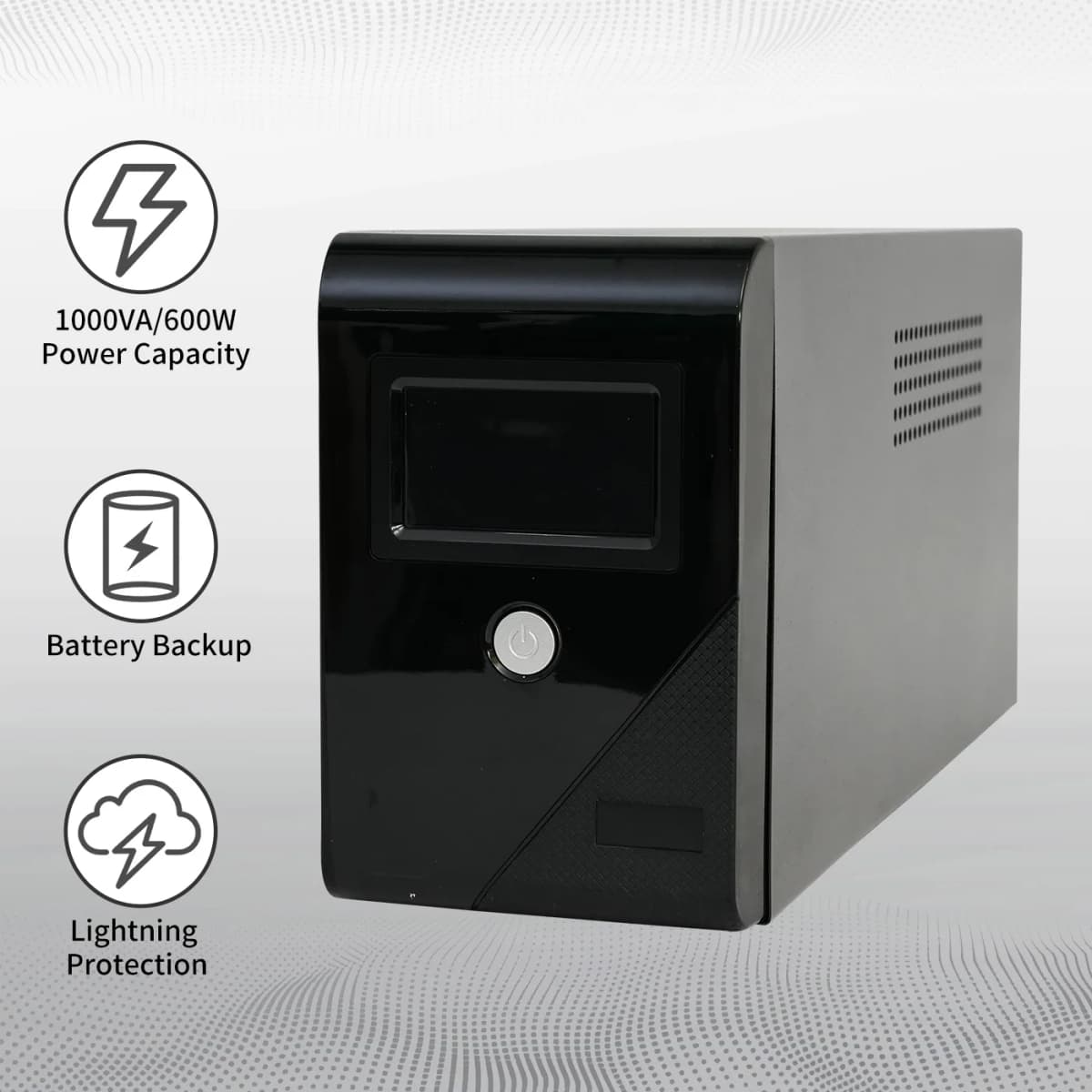 1000VA/600W 120V UPS Power Supply Battery Standby Power with 3 Outlets and LCD Display Surge Protector for Home and Office