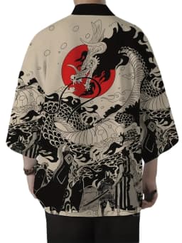 Mens Kimono Shirt Y2K Tops Kimono Cardigans Chinese Dragon Hip Hop Shirt Men Lightweight Cardigans Japanese Kimono Haori Yukata