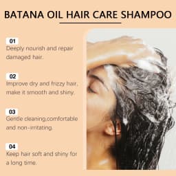 Viareline Batana Oil Hair Care Shampoo Gentle Cleaning Scalp Moisturizing Remove Dandruff Reduce Dryness Nourishing Hair Shampoo