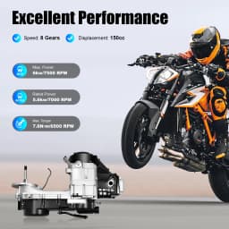 4-stroke 150CC CVT Engine Long Case Scooter Motor Kit 1400W Electric/Kick Start Engine for GY6 125CC-150CC Drive Vehicles