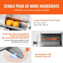 SucceBuy Electric Vegetable Slicer 0-12mm Thickness Adjustable Commercial Slicer Machine Convertible to Manual Food Cutter