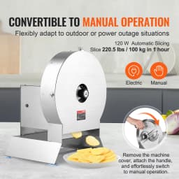 SucceBuy Electric Vegetable Slicer 0-12mm Thickness Adjustable Commercial Slicer Machine Convertible to Manual Food Cutter