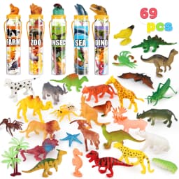 Joyfy 69Pcs Small Animal Figures Assorted Mini Plastic Animal Toy Tiny Little Animals for Kids Birthday Party Favor