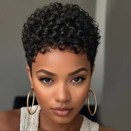short afro curly human hair wig 150% density hair machine made pixie cut short curly human hair wig 4inch black color