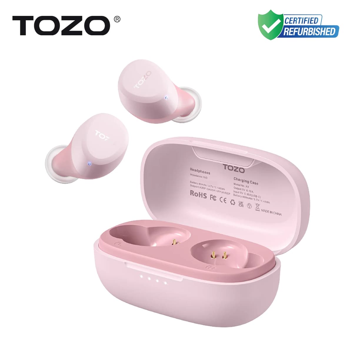 Refurbished TOZO TWS Earbuds in-Ear Wireless Bluetooth Headsets with With Mic Touch Control Sport Waterproof for Iphone Android