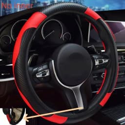 Carbon Fiber Pattern PU Leather Steering Wheel Cover with No Inner Ring Design, Full Elasticity, Anti Slip and Wear-Resistant, M