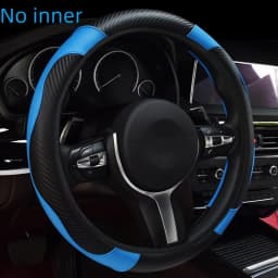 Carbon Fiber Pattern PU Leather Steering Wheel Cover with No Inner Ring Design, Full Elasticity, Anti Slip and Wear-Resistant, M