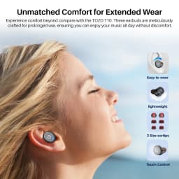 Refurbished TOZO Ergonomic Headsets TWS Earbuds AI Via APP Wireless Touch Control IPX8 HiFi Sound Stereo for IOS Android PC
