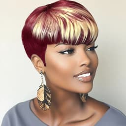 Pixie Cut Wigs For Women Brazilian Human Hair 99J Red 613 Short Wig With Bangs Layered Pixie Cut Wigs Full Machine Made Wig