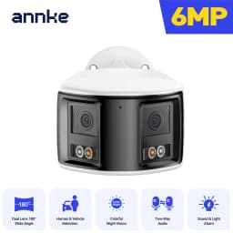 ANNKE Smart Home 180° 8MP/6MP DUO POE Dual Lens Wide View Outdoor Video POE Camera,4K AI Human Detect,8MP Security CCTV Camera