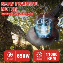 21V Cordless Grass Trimmer Electric 3-in-1 Lightweight with 2x2.0Ah Lithium-ion Batteries Charger Lawn Mower Edger Brush Cutter