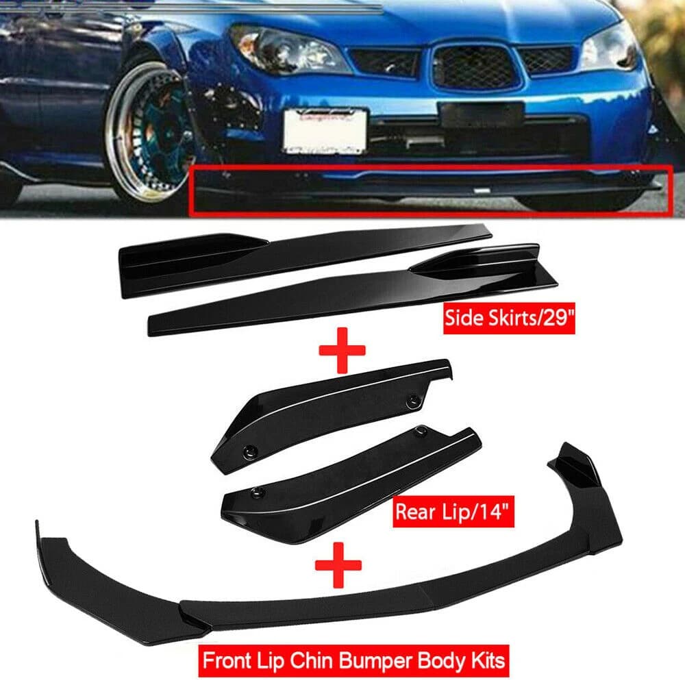 Quality Auto Parts Universal Front Bumper Splitter Lip Spoiler Diffuser Body Kit Black Winglets Side Skirt Extension Protector