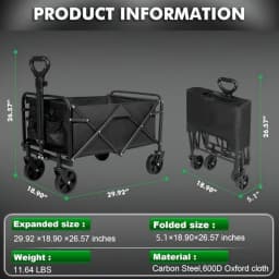 Heavy Duty Foldable Trolley All Terrain Pet Cart With Aluminum Frame Large Wheels For Camping Shopping