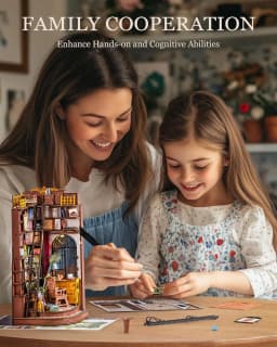 Robotime Rolife Silent Corner Study DIY Book Nook Shelf Insert Wooden Miniature Doll House for Bookshelf Insert Furniture TGE02