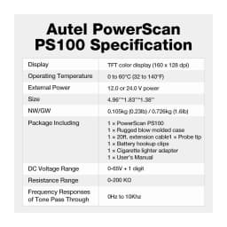 Autel PowerScan PS100 Circuit Tester Universal 12V 24V Automotive Power Circuit Probe Kit AC/DC/Continuity/Probe/Signal Test