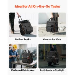 SucceBuy 110Lbs Rolling Tool Bag 25 Pockets Roller Tool Bag on Wheels with Telescoping Handle Toolbag Organizers for Mechanic