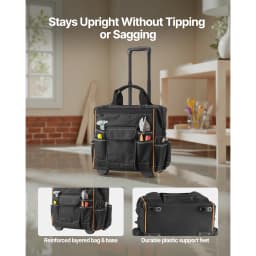 SucceBuy 110Lbs Rolling Tool Bag 25 Pockets Roller Tool Bag on Wheels with Telescoping Handle Toolbag Organizers for Mechanic