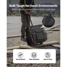 SucceBuy 110Lbs Rolling Tool Bag 25 Pockets Roller Tool Bag on Wheels with Telescoping Handle Toolbag Organizers for Mechanic