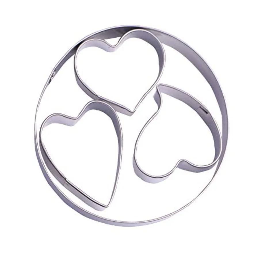 Mini Heart Cookie Cutter Set 4 Piece Stainless Steel Red Cute Baking Tool for Valentine's Day Desserts