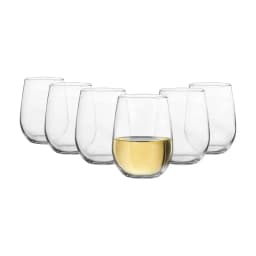 (4 pack) Clear Stemless Wine Glass Set, 17 oz