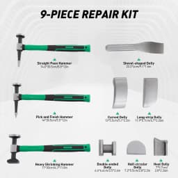 9PCS Car Dent Repair Tool Kit, 45# Steel Sheet Metal Hammer & Lining Irons Set, Auto Body Dent Fix Tools for Car Motorcycle Use
