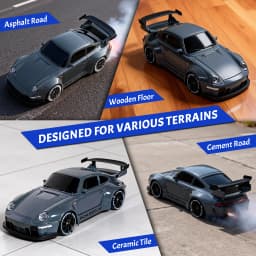 TOPLIVING RC Drift Car, 1:24 Scale Remote Control Vehicle with LED Lights, 2.4GHz 20KM/H 4WD High Speed RC Cars, Drifting Tires&