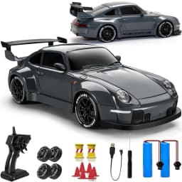 TOPLIVING RC Drift Car, 1:24 Scale Remote Control Vehicle with LED Lights, 2.4GHz 20KM/H 4WD High Speed RC Cars, Drifting Tires&