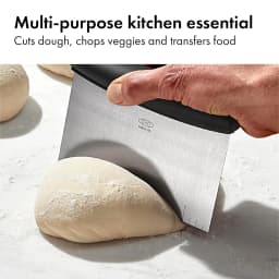 6.3 Inch Stainless Steel Bench Scraper, with 1-5 Inch Measurement Markings, Multi-Purpose for Dough, Veggies.