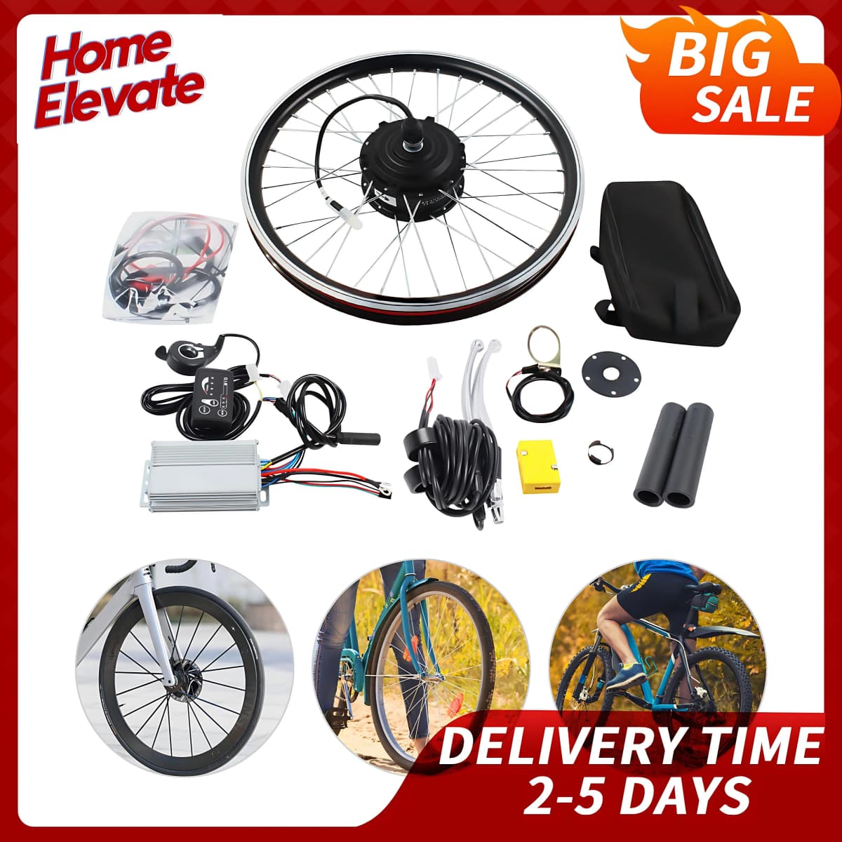 36V 250W Electric Bike Conversion Kit 20" Front Wheel Brushless Hub Motor with LED Display Controller for 20x1.75-2.125" Tire